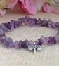 Amethyst chip stretch gemstone bracelet with dragonfly charm - Image 4
