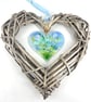 Pretty Glass & Wicker Floral Hanging Heart  - Image 2