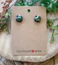 Pearlescent Green and Black Resin and Stainless Steel Earring Studs - Image 4