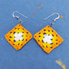 Retro crochet granny square earrings