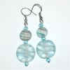 Lovely Blue Striped Glass Bead Earrings - UK Free Post