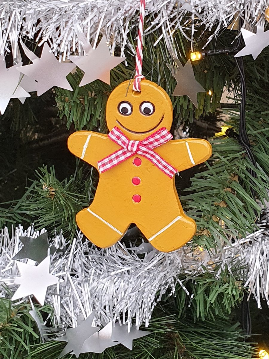 Gingerbread man, clay hanging Christmas tree decoration 
