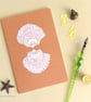 Scallop seashell hand printed lino A5 notebook - white ink on brown kraft cover - Image 3