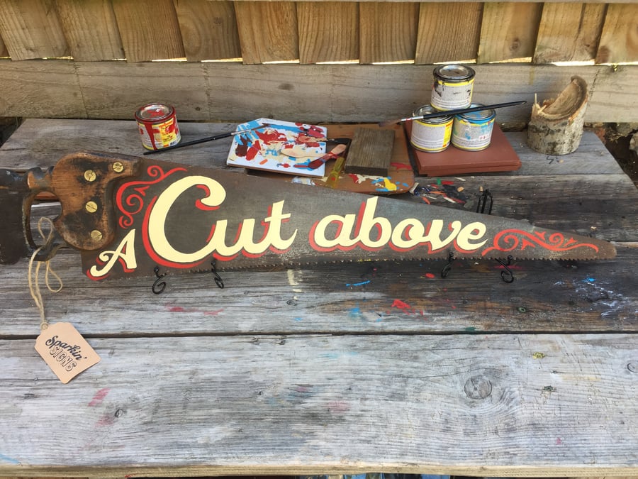 'A Cut above' hand-painted vintage saw
