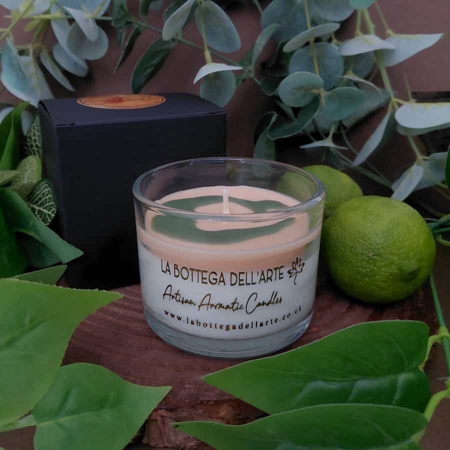 Lime Basil and Mandarin Artisan Soy Candle Vegan Friendly Handcrafted