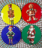 Vintage Christmas Coaster Set – Santa, Nutcracker & Gingerbread Man – Set of 4