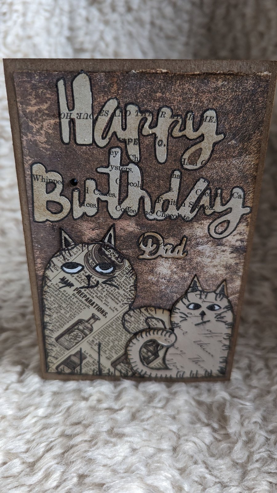 Whimsical Cats Dad Father Birthday Card Cute