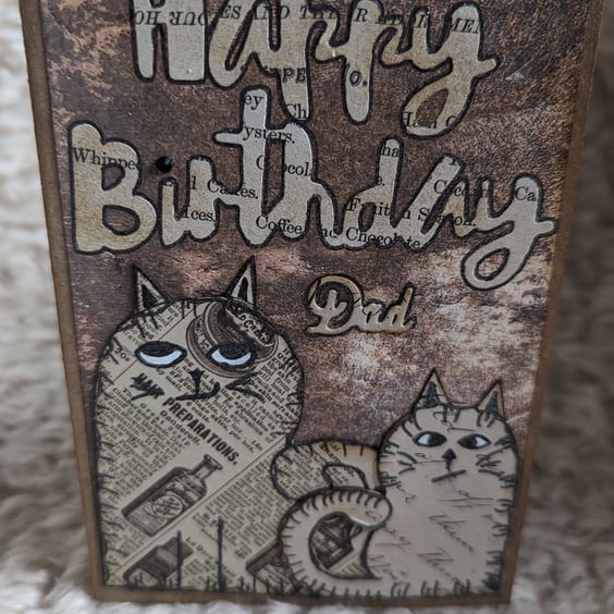Whimsical Cats Dad Father Birthday Card Cute