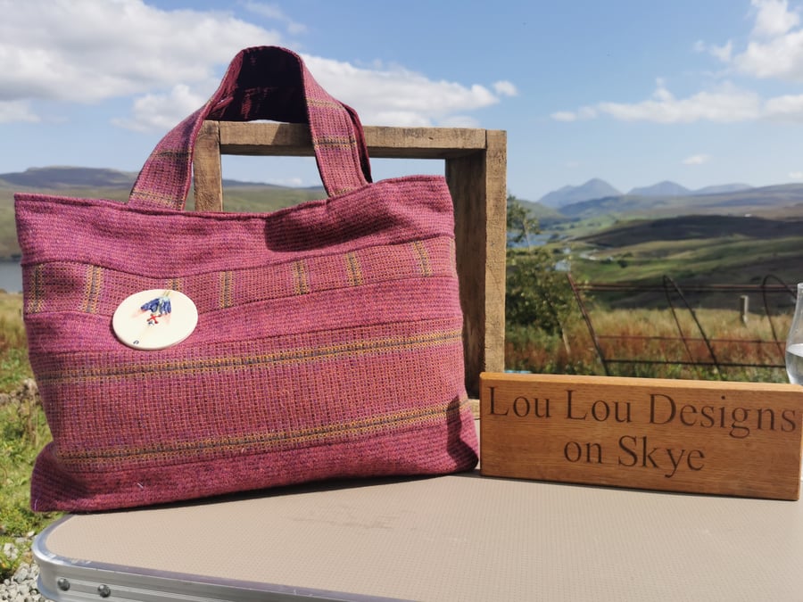 Vintage Liberty of London shopper bag with handmade button