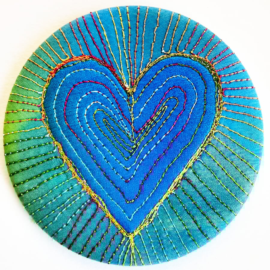 Large Heart Pocket Mirror Handbag Accessories Colourful Free Machine Embroidery