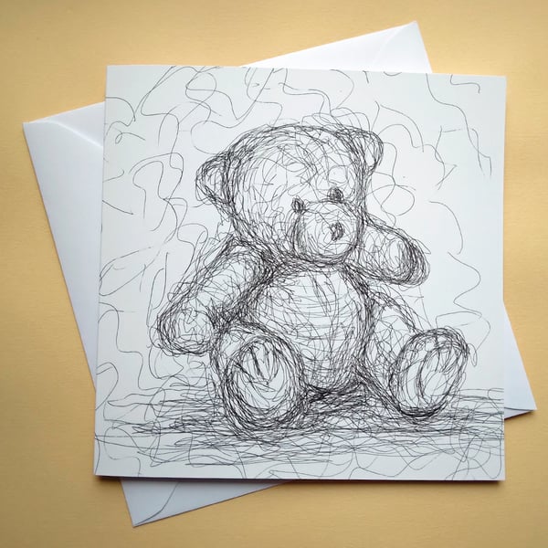 Greetings card - blank - Scribble Bear
