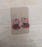 Red Panda earrings, machine embroidered gift for women girls, present jewellery  - Image 2