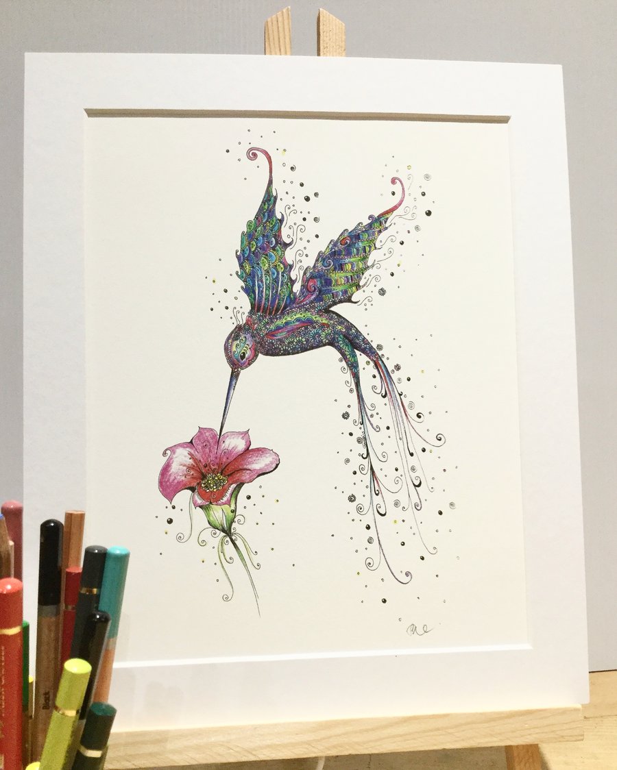 Beautiful Purple Hummingbird Art Print 