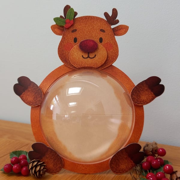 Reindeer "Bauble Buddies" gift box, handmade