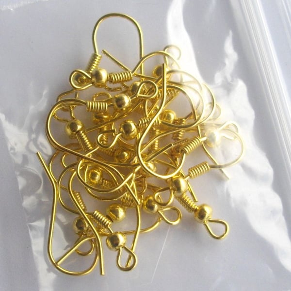 20 Gold Plated Earring Wires (10 pairs)