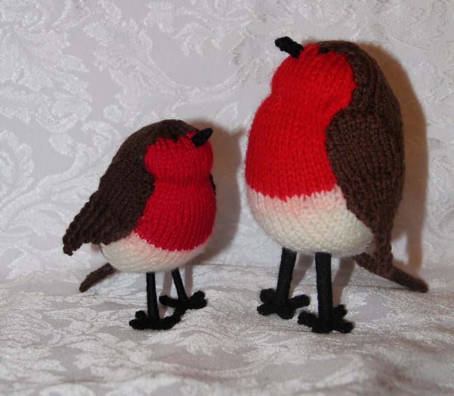 Hand Knitted Small Festive Robin