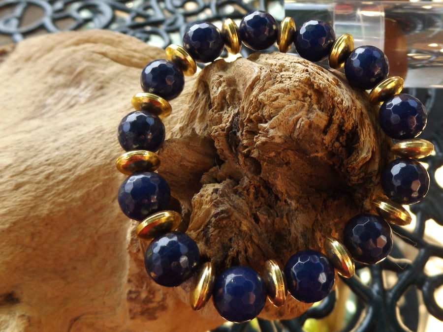  Dark blue quartzite  stretch bracelet