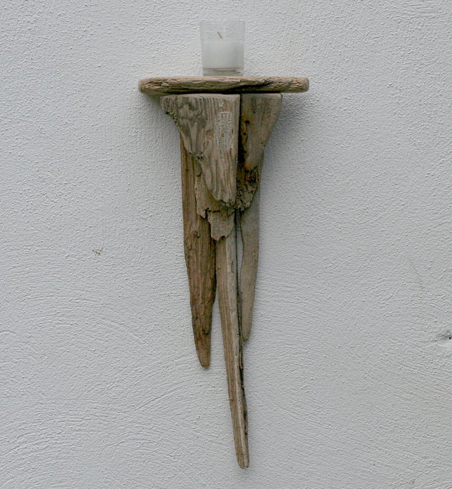 Driftwood candle holder, wall hanging candle sconce, tea light holder B