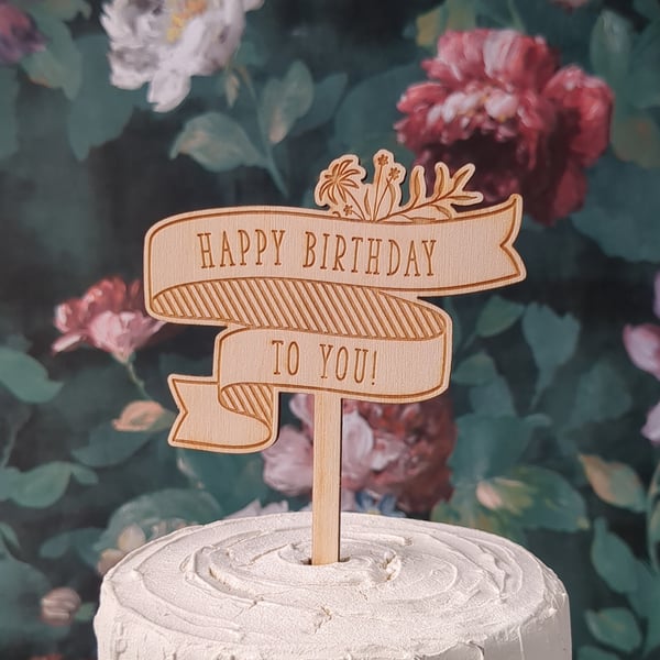 CLEARANCE Happy Birthday To You Wooden Cake Topper