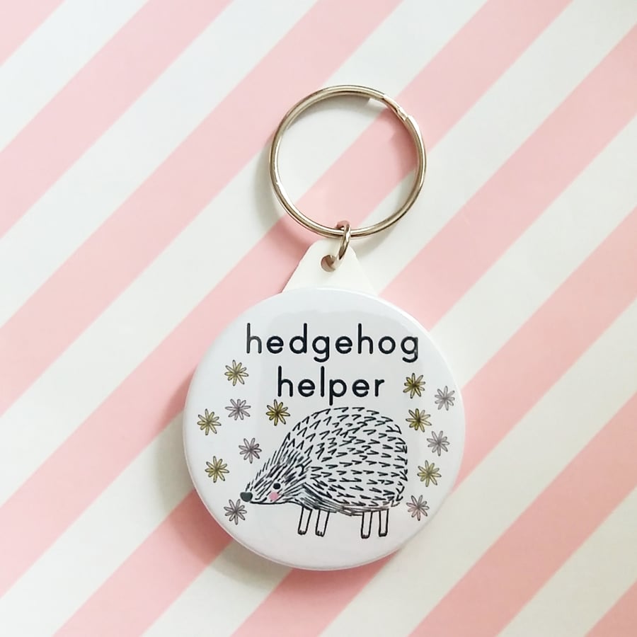 hedgehog helper keyring  - handmade 45mm hedgehog animal keyring