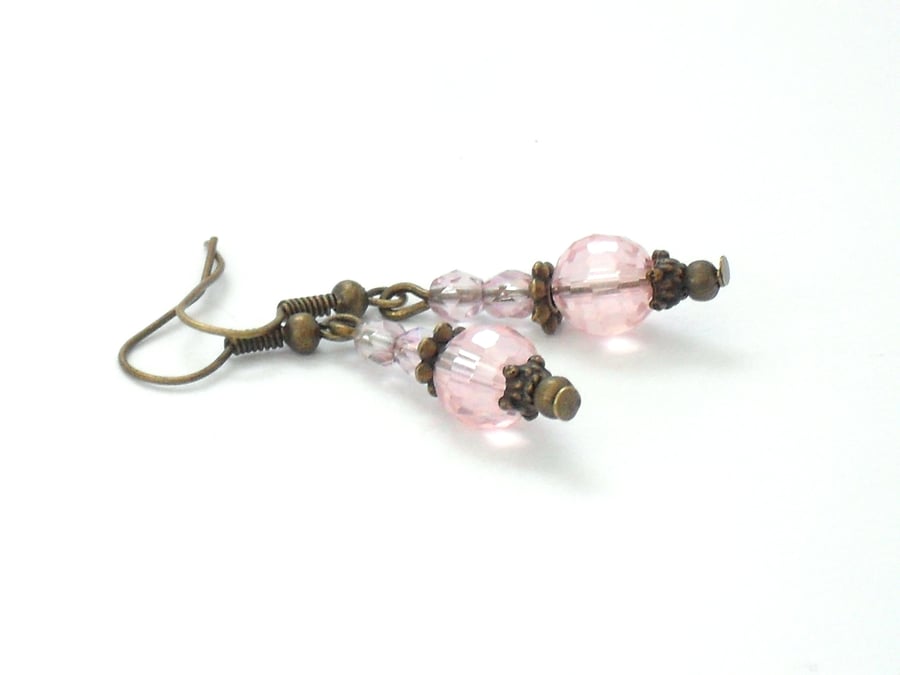 Delicate pink crystal earrings
