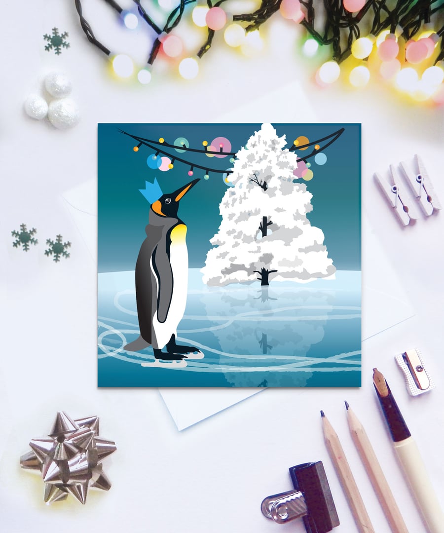 Party Penguin Christmas Card - King Penguin