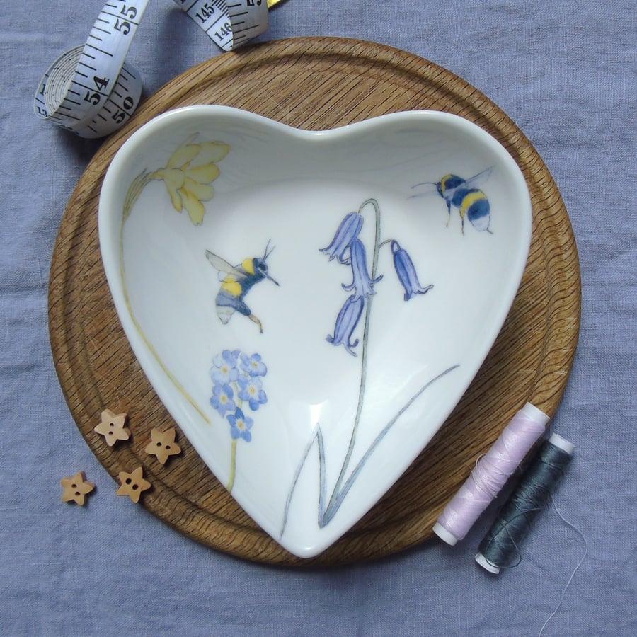 Bluebell heart shaped trinket Dish