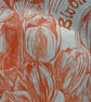 'Spring Tulips', Lino Print in Orange on Natural Lokta Paper - Image 2