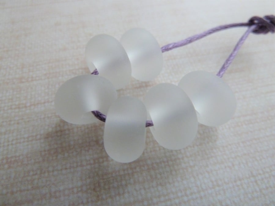 clear frosted lampwork glass spacer beads