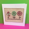 Flowers card - embroidered