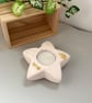   Heart Moon or Star Tea Light Holder - Handmade Candle Holder - Gold Detail - Image 3