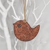 Bird hanging decoration, clay bird lover gift