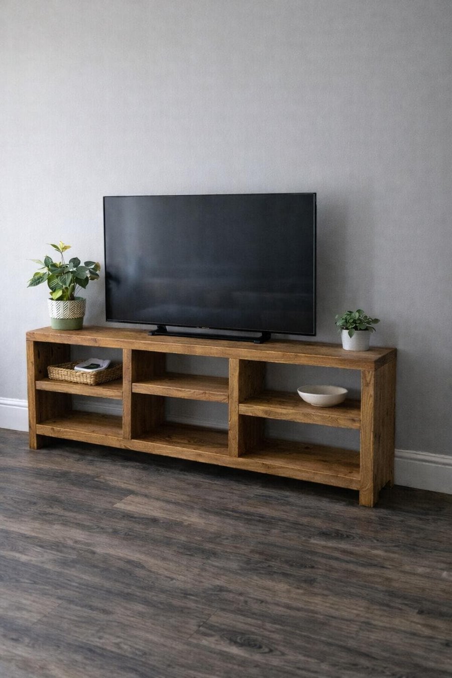 Handmade Rustic Wooden Hallway TV Cabinet: Farmhouse Console Table Entertainment