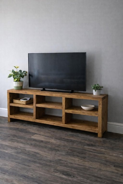Handmade Rustic Wooden Hallway TV Cabinet: Farmhouse Console Table Entertainment