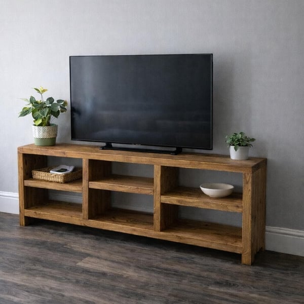 Handmade Rustic Wooden Hallway TV Cabinet: Farmhouse Console Table Entertainment