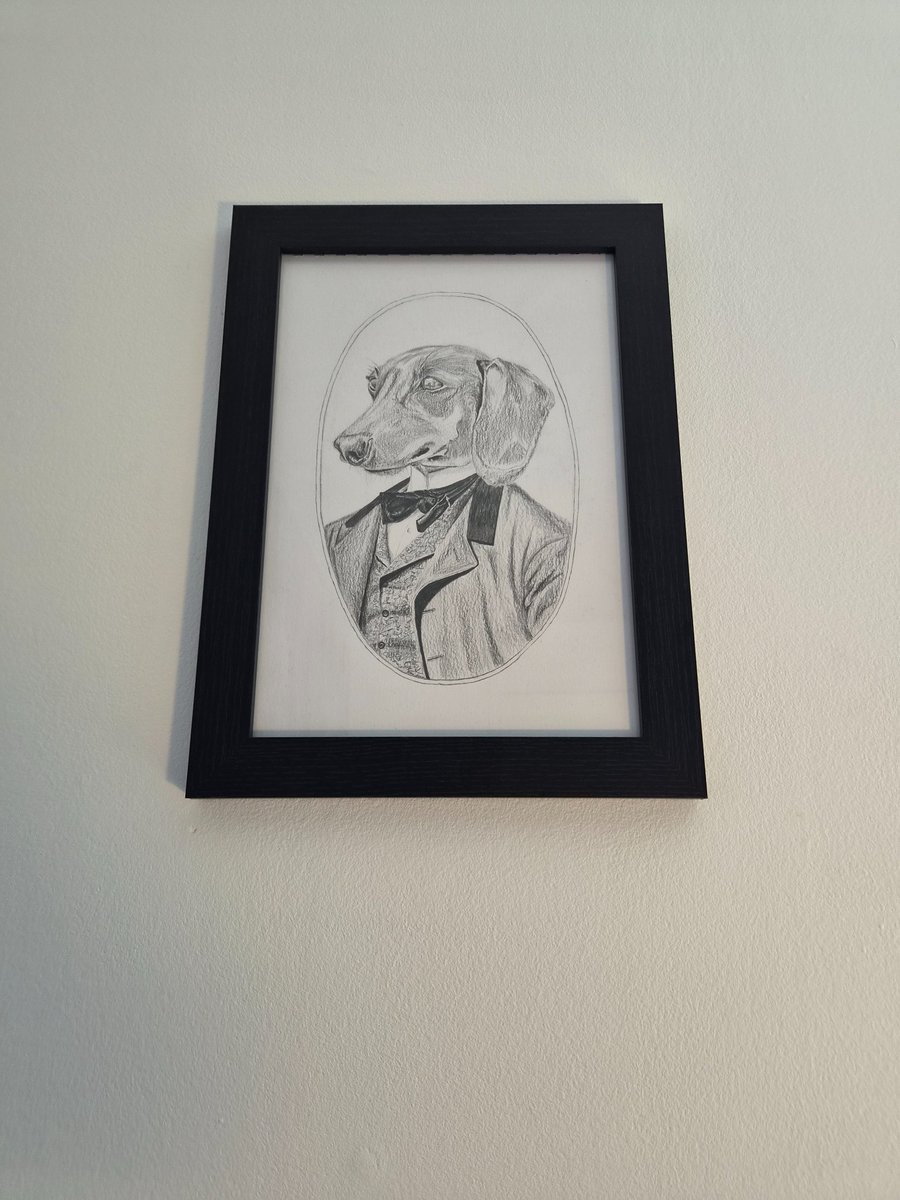 Original Hand-drawn Dachshund Portrait - Victorian Gentleman