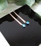Earrings, Hammered Copper Bar with Teal Apatite and Sterling Silver - Image 2