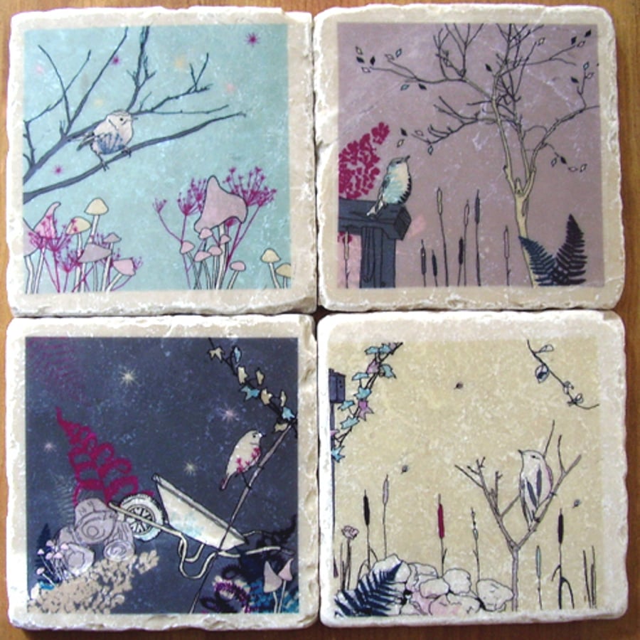 natural stone decorated coasters