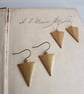Raw Brass Triangles earrings - golden brass arrows with bronze - geometric - Image 2