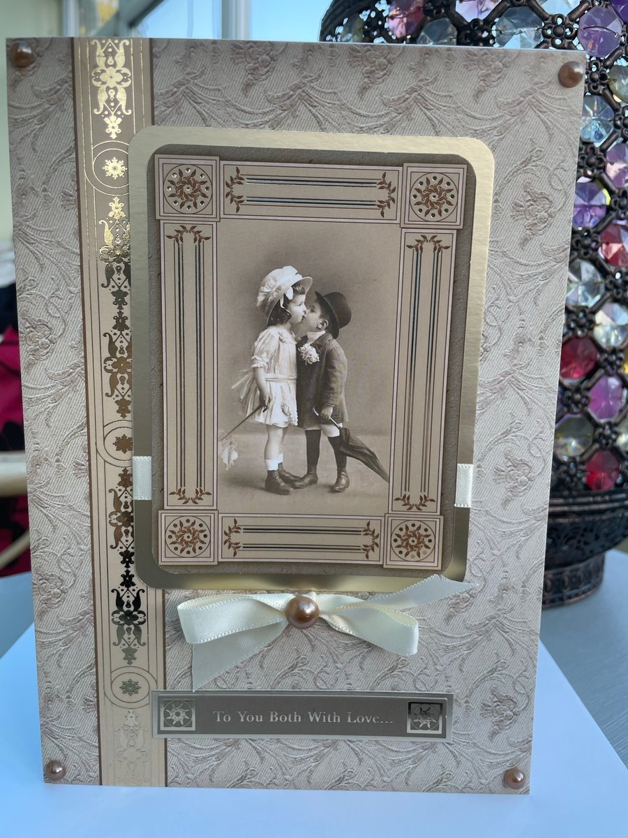  Victoriana style cute couple anniversary or engagement card