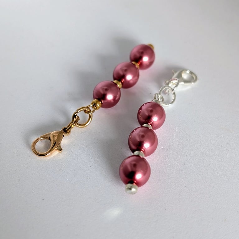 Pink Faux Pearl Zipper Pull, Planner Charm, Journal Accessory