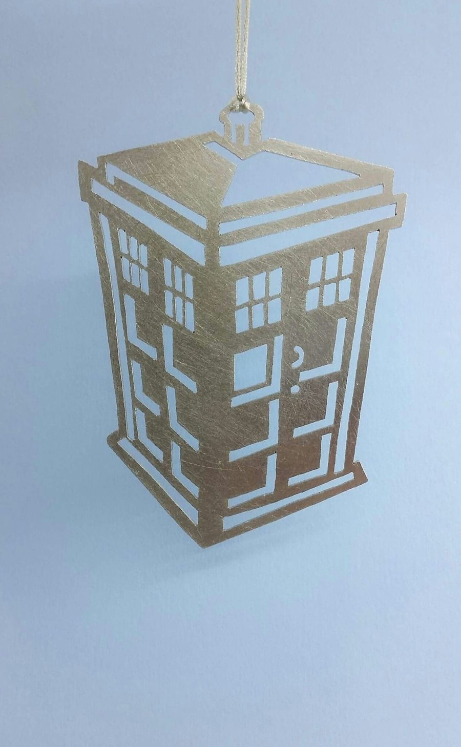 "3D" effect Pewter Police Box Hanging Decoration