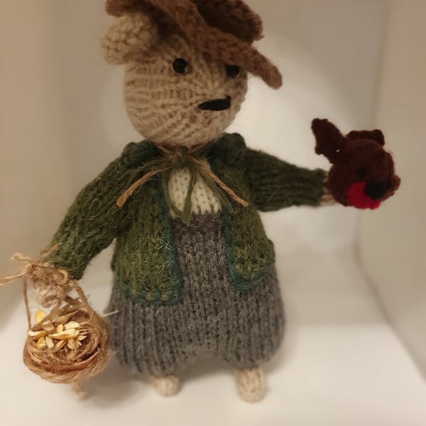 Hand Knitted Mouse- Dickie Bird