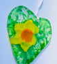 Fused glass heart with daffodil - Image 2