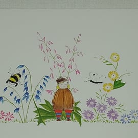 Cards, Greetings Card, Floral, Bee, Butterfly, Woodland Character