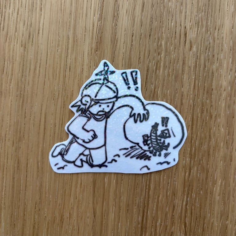 Oops! (Kid finds bug) B&W Sticker