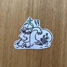 Oops! (Kid finds bug) B&W Sticker