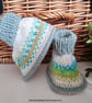 Designer Fairisle 90% % 100% Merino Wool Booties 3-9 months size - Image 7