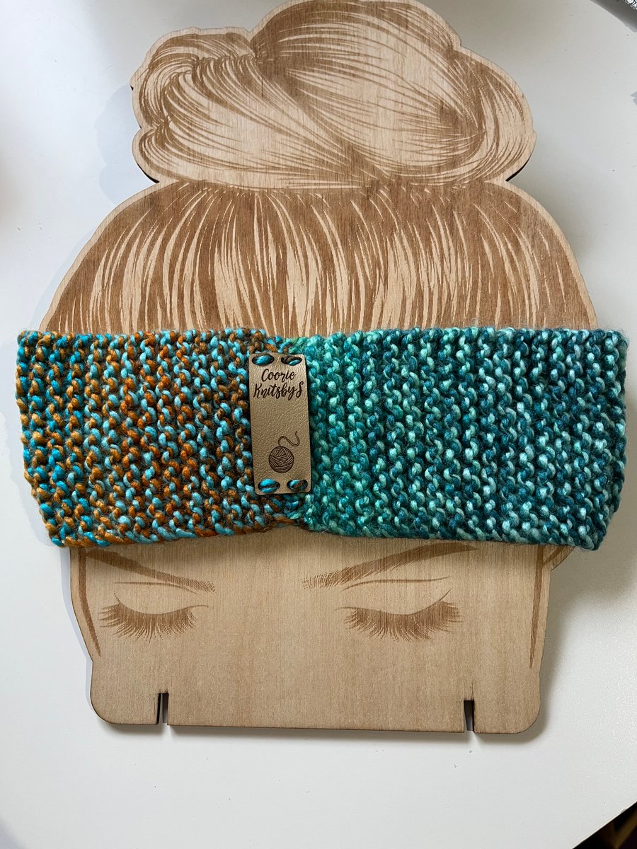 Gorgeous blue green ear warmer 52cms x 7 cms wide Unisex