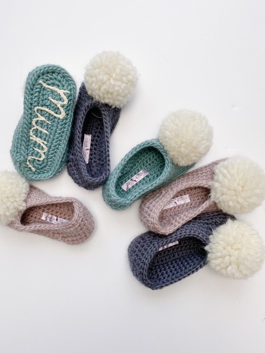 Handmade Luxury Merino Wool Crocheted Personalised Pompom Slipper Socks
